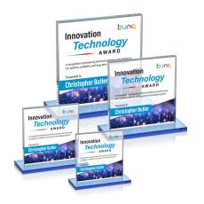 Bower Full Color Sky Blue Square / Cube Crystal Trophy - Custom Trophies