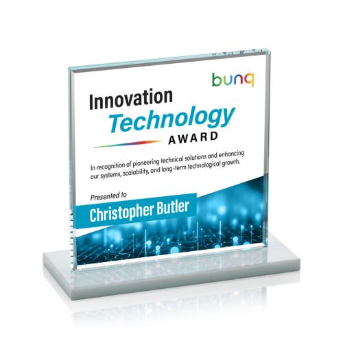 Awards and Plaques - Crystal Trophies - Bower Full Color Fagan Square / Cube Crystal Trophy