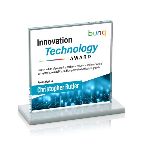 Awards and Plaques - Crystal Trophies - Bower Full Color Fagan Square / Cube Crystal Trophy