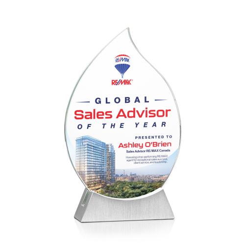 Awards and Plaques - Crystal Trophies - Carmack Full Color Flame Crystal Trophy