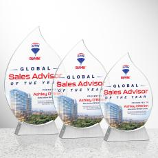 Carmack Full Color Flame Crystal Trophy - Crystal Trophies