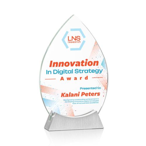 Awards and Plaques - Crystal Trophies - Newham Full Color Tear Drop Crystal Trophy