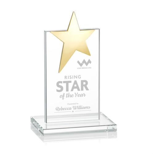 Awards and Plaques - Crystal Trophies - Horton Gold Star Clear Towers Crystal Trophy