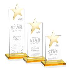 Horton Gold Star Amber Towers Crystal Trophy - Crystal Trophies