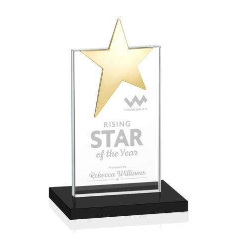 Awards and Plaques - Crystal Trophies - Horton Gold Star Black Towers Crystal Trophy