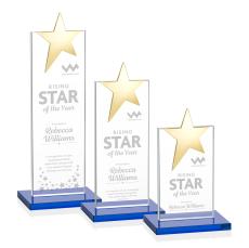 Horton Gold Star Sky Blue Towers Crystal Trophy - Crystal Trophies