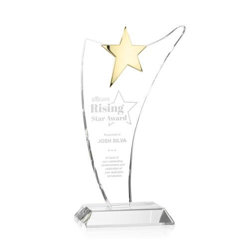 Awards and Plaques - Crystal Trophies - Benton Gold Star Peaks Crystal Trophy