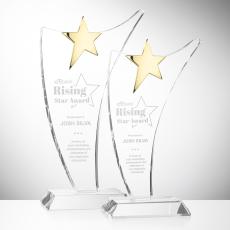 Benton Gold Star Peaks Crystal Trophy - Crystal Trophies