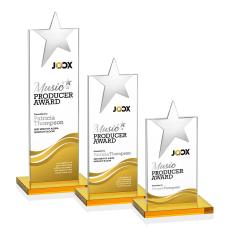 Horton Chrome Star Full Color Amber Towers Crystal Trophy - Crystal Star Trophies