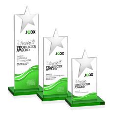 Horton Chrome Star Full Color Green Towers Crystal Trophy - Custom Trophies
