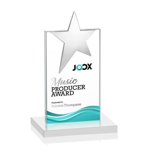Awards and Plaques - Crystal Trophies - Horton Chrome Star Full Color Fagan Towers Crystal Trophy