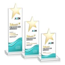 Horton Gold Star Full Color Clear Towers Crystal Trophy - Custom Trophies