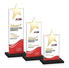 Horton Gold Star Full Color Black Towers Crystal Trophy - Trophies