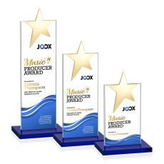 Horton Gold Star Full Color Blue Towers Crystal Trophy - Custom Trophies