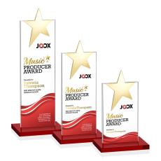 Horton Gold Star Full Color Red Towers Crystal Trophy - Custom Trophies