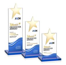 Horton Gold Star Full Color Sky Blue Towers Crystal Trophy - Trophies