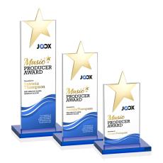 Horton Gold Star Full Color Sky Blue Towers Crystal Trophy - Custom Trophies