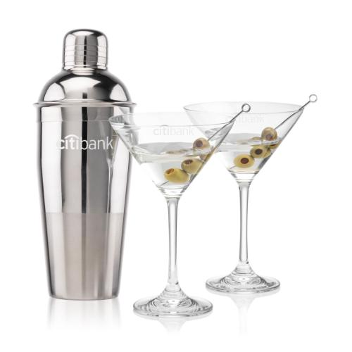 Custom Barware Glasses - Cocktail Glasses - Catania Shaker & Robles Martini Set