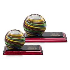 Romano Globe on Rosewood Base Trophy - Glass Trophies