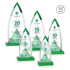 Valdes Full Color Green Crystal Trophy - Custom Trophies