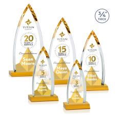 Valdes Full Color Amber Crystal Trophy - Custom Trophies