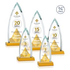 Valdes Full Color Amber Peaks Crystal Trophy - Crystal Trophies