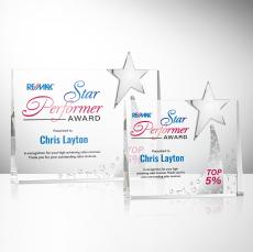 Leonard Chrome Star Full Color Rectangle Crystal Trophy - Trophies