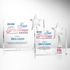 Leonard Chrome Star Full Color Rectangle Crystal Trophy - Crystal Trophies