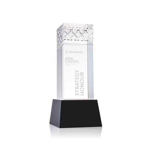 Awards and Plaques - Crystal Trophies - Velson on Base Black Towers Crystal Trophy