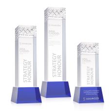 Velson on Base Blue Towers Crystal Trophy - Crystal Trophies