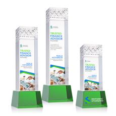 Velson Full Color on Base Green Towers Crystal Trophy - Crystal Trophies