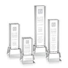 Small on Base Clear Towers Crystal Trophy - Crystal Trophies