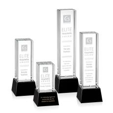 Small on Base Black Towers Crystal Trophy - Crystal Trophies
