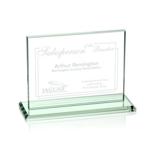 Awards and Plaques - Glass Trophies - Roach Jade (Horiz) Rectangle Glass Trophy