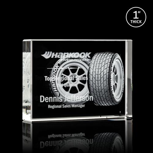 Awards and Plaques - Crystal Trophies - Schuster 3D Rectangle Crystal Trophy