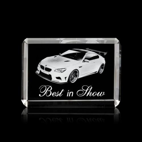 Awards and Plaques - Crystal Trophies - Rahman 3D Horizontal Rectangle Crystal Trophy
