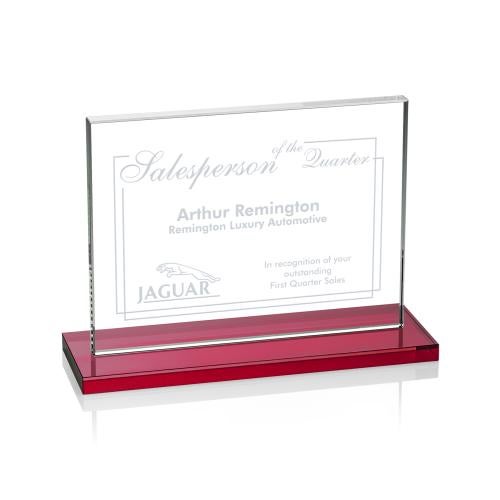 Awards and Plaques - Crystal Trophies - Roach Red (Horiz) Rectangle Crystal Trophy