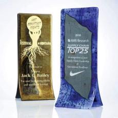 Cobalt Dillon Rectangle Glass Trophy - Glass Trophies
