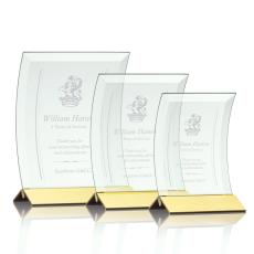 Employee Gifts - Zavala Jade/Gold Crescent Glass Trophy