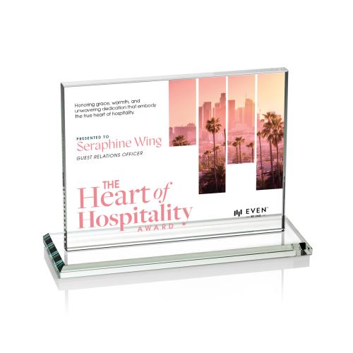Awards and Plaques - Crystal Trophies - Roach Full Color Starfire (Horiz) Rectangle Crystal Trophy