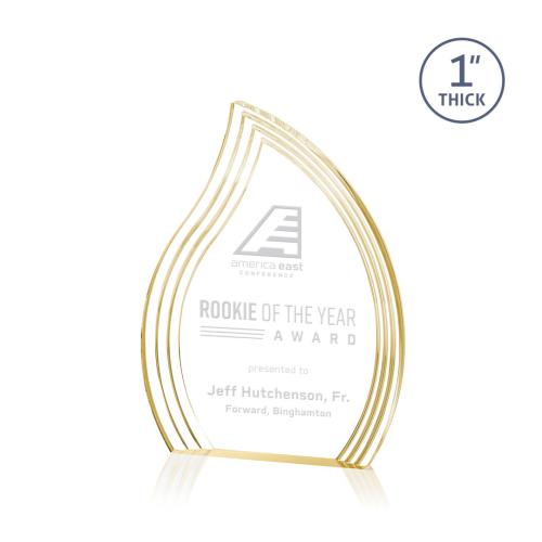 Awards and Plaques - Acrylic Trophies - Pettit Gold Flame Acrylic Trophy