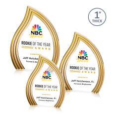 Pettit Schneider Full Color Gold Flame Acrylic Trophy - Acrylic Trophies