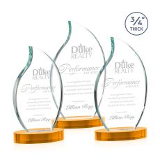 Summers on Alberton Base Amber Flame Crystal Trophy - Crystal Trophies