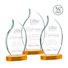 Summers on Alberton Base Amber Flame Crystal Trophy - Crystal Trophies