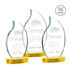 Summers on Alberton Base Gold Flame Crystal Trophy - Crystal Trophies