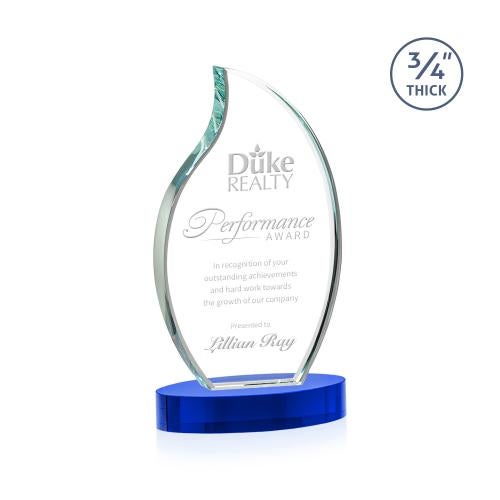 Awards and Plaques - Crystal Trophies - Summers on Alberton Base Blue Flame Crystal Trophy