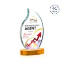 Summers Full Color on Alberton Base Amber Flame Crystal Trophy