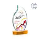 Summers Full Color on Alberton Base Amber Flame Crystal Trophy