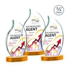 Summers Full Color on Alberton Base Amber Flame Crystal Trophy - Custom Trophies