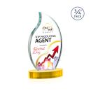 Summers Full Color on Alberton Base Gold Flame Crystal Trophy